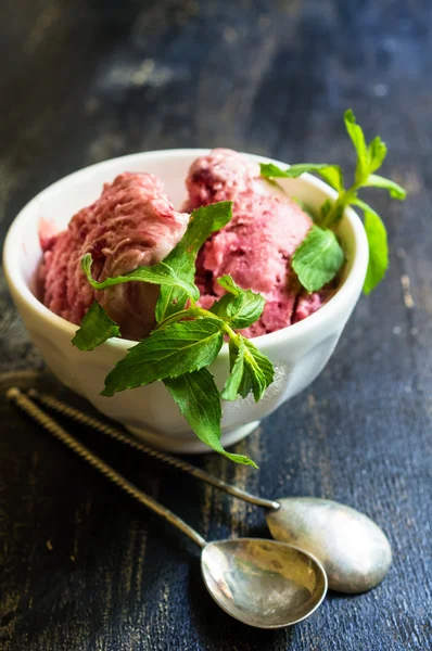 Ice cream with mint — Stock Photo, Image