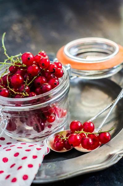 Vintage kitchen staff and fresh red berries — Stock Photo, Image