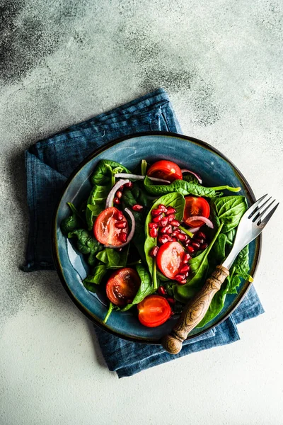 Friska Livsmedel Koncept Med Färska Ekologiska Spenat Blad Sallad Rustik — Stockfoto