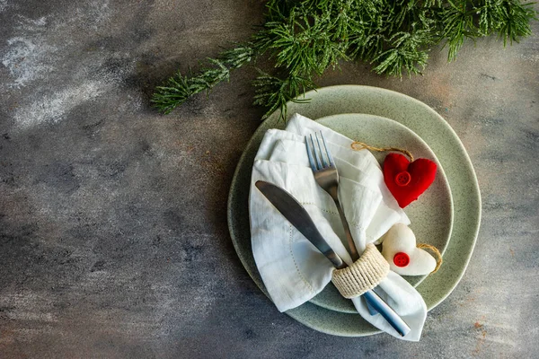 Ajuste Lugar Para Cena San Valentín — Foto de Stock