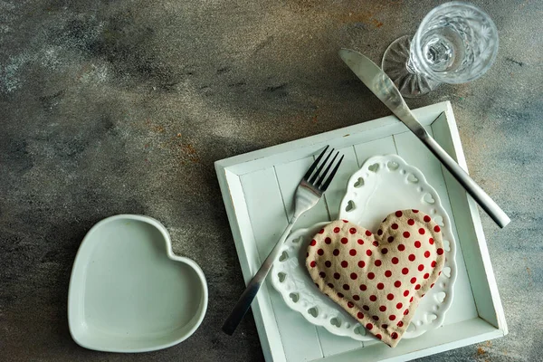 Plaats Setting Voor Valentijnsdag Diner — Stockfoto