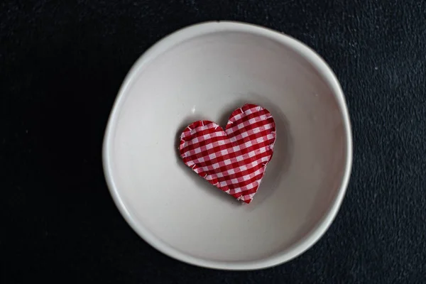 Lugar Con Decoración Forma Corazón Para Cena Del Día San — Foto de Stock