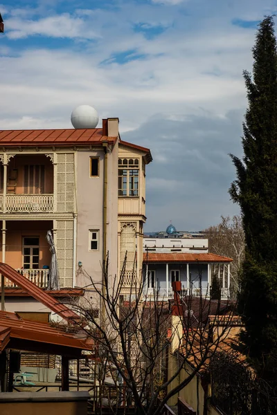 Vita Sulle Stradine Della Vecchia Tbilisi Con Strade Pietra Case — Foto Stock