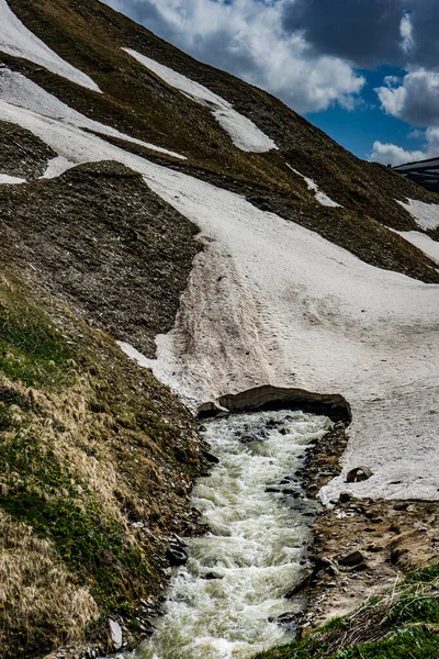 Glaciares Cross Pass Cadena Montañosa Del Cáucaso Georgiano — Foto de Stock