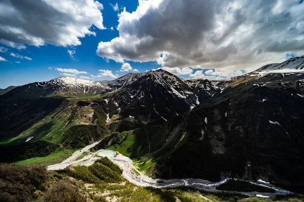 Cuacasus Mounrain Peaks Cross Pass Area One Most Famous Landscape — Stock Photo, Image