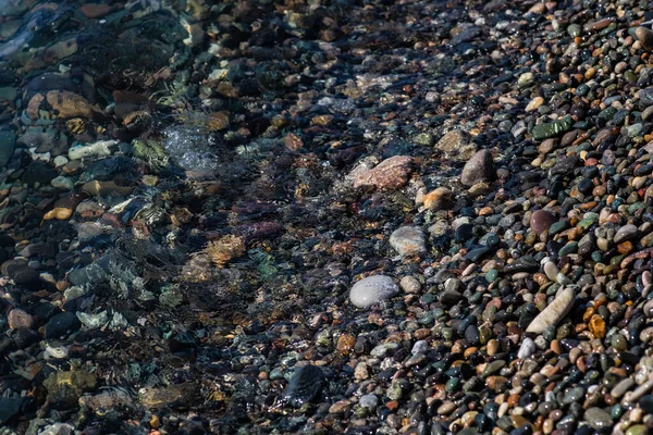 Spiaggia Mare Pietre Come Sfondo Naturale Strutturato — Foto Stock