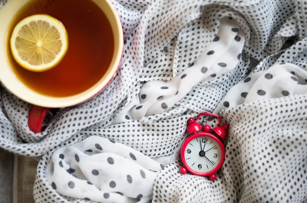 Taza de té caliente en el tiempo frío —  Fotos de Stock