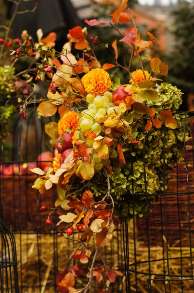 Autumn flowers and fruits — Stock Photo, Image