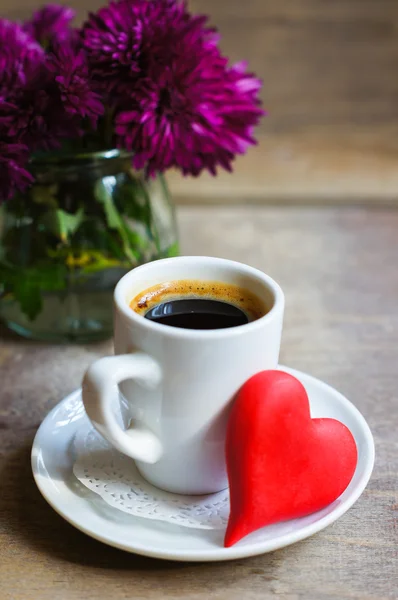 咖啡和心 — 图库照片