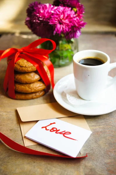 Café e corações — Fotografia de Stock