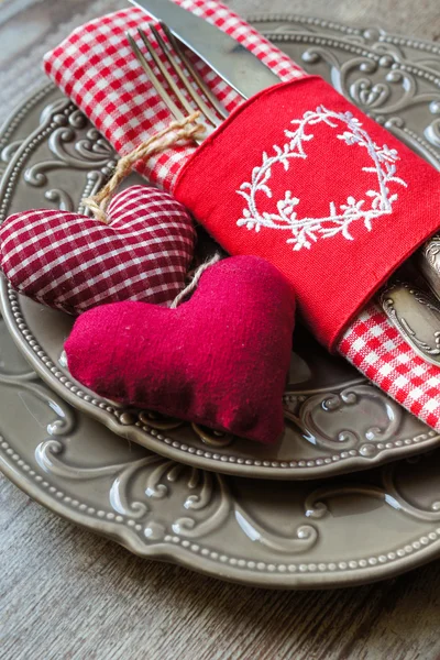 Conjunto de mesa festiva de São Valentim — Fotografia de Stock