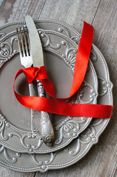 Conjunto de mesa festiva de São Valentim — Fotografia de Stock