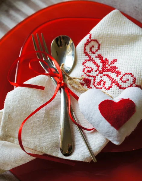 Conjunto de mesa festiva de San Valentín — Foto de Stock