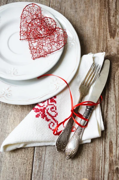 Conjunto de mesa festiva de São Valentim — Fotografia de Stock