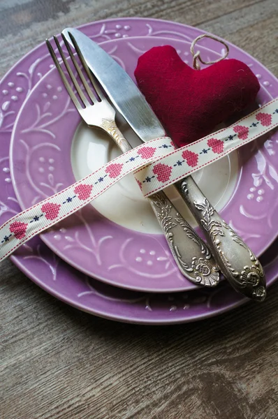 Conjunto de mesa festiva de São Valentim — Fotografia de Stock