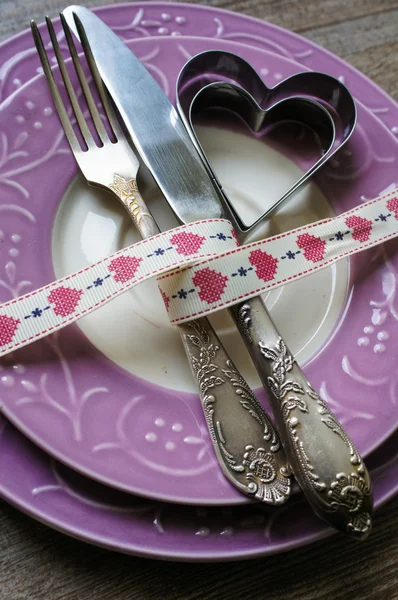 Conjunto de mesa festiva de São Valentim — Fotografia de Stock