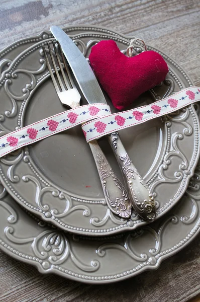 Conjunto de mesa festiva de São Valentim — Fotografia de Stock