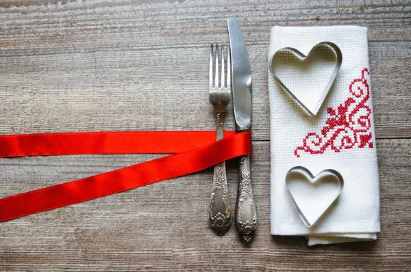 Conjunto de mesa festiva de São Valentim — Fotografia de Stock