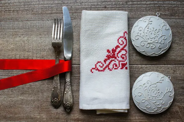 St. Valentins festlige bord sæt - Stock-foto