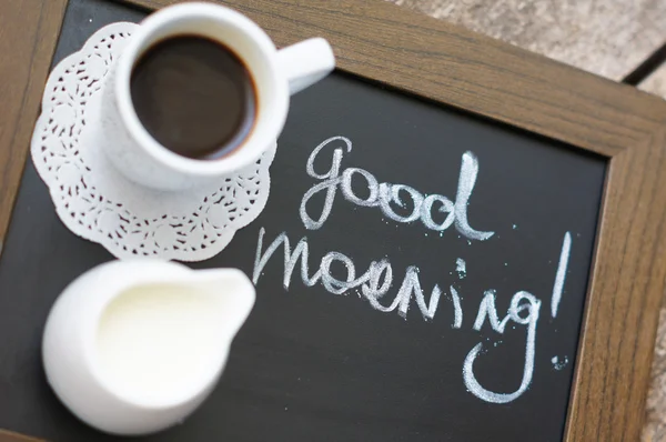 Dobré ráno a šálek kávy — Stock fotografie