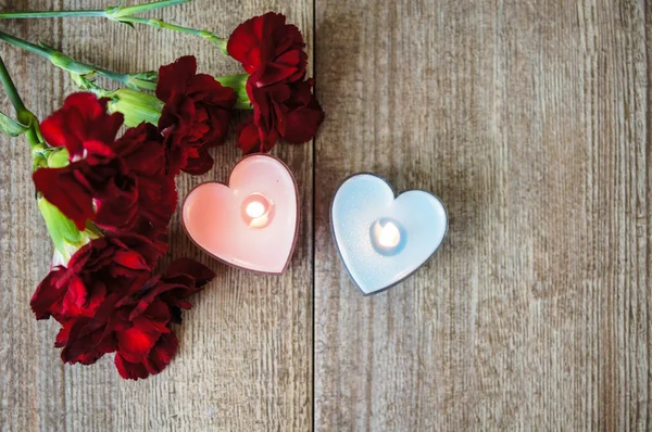 Svíčky pro den svatého Valentýna — Stock fotografie