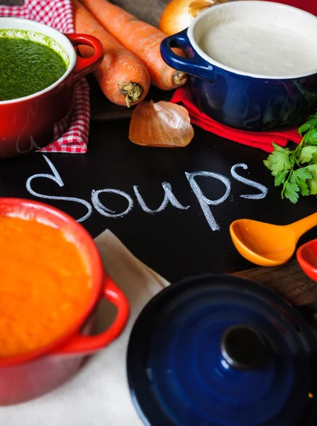 Healthy dinner, vegetable soup — Stock Photo, Image