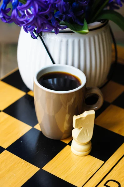 Chess and coffee — Stock Photo, Image
