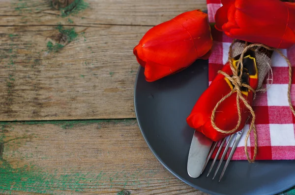 Utensílios de mesa de tempo de primavera — Fotografia de Stock