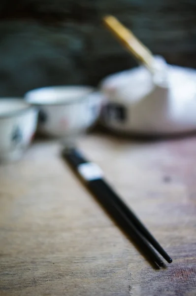 お茶と箸のセット — ストック写真