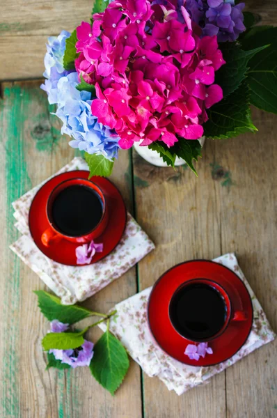 绣球花和咖啡 — 图库照片