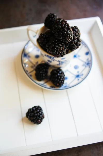 Blackberry fruits in the cup — Stock Photo, Image