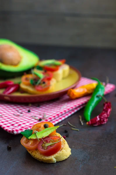 Bruschetta with avocado — Stock Photo, Image