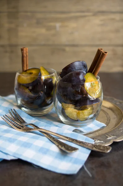 Sweet plum dessert — Stock Photo, Image