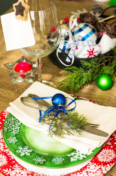圣诞餐桌布置 — 图库照片