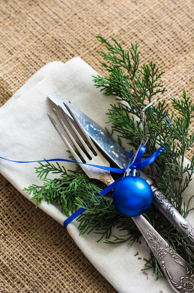 Kerst tafel dekken — Stockfoto