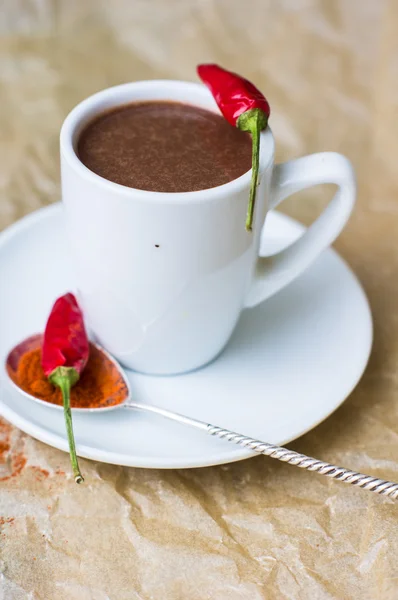 Hot chocolate with pepper — Stock Photo, Image