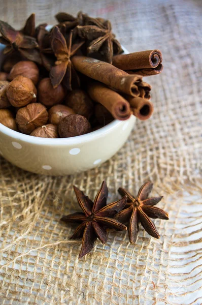 Hazelnuts on the rustic background — Stock Photo, Image