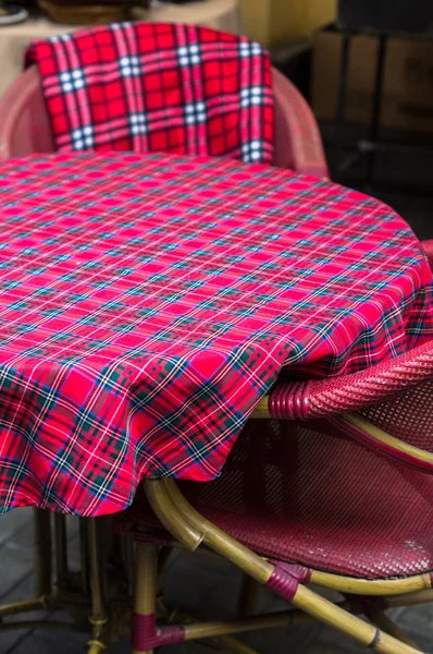 Outdoor cafe covered with red — Stock Photo, Image