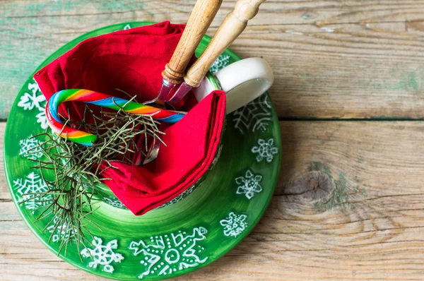 Kerst tafel dekken — Stockfoto