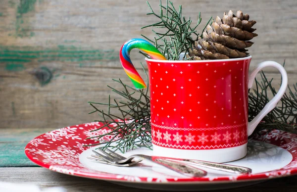 Weihnachtstisch gedeckt — Stockfoto