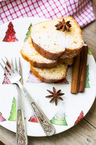 Christmas cake on the plate — Stock Photo, Image