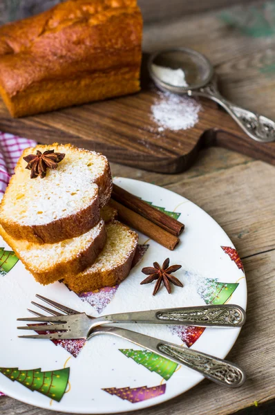 Christmas cake on a plate — Stock Photo, Image