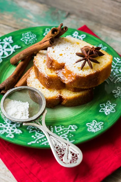 Christmas cake on plate — Stock Photo, Image