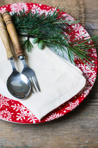 Kerst tafel dekken — Stockfoto