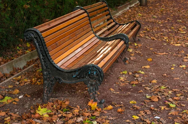 Banco en el parque otoñal — Foto de Stock