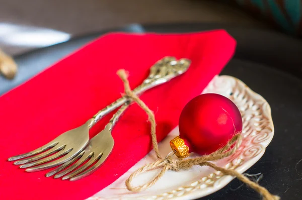 Configuração de mesa de tempo de Natal — Fotografia de Stock