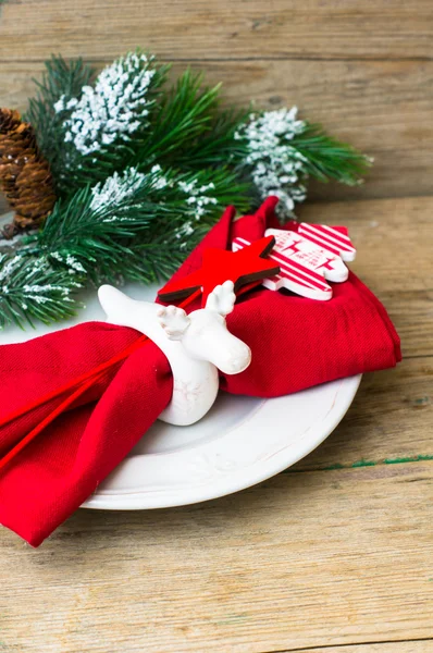 Christmas time table setting — Stock Photo, Image