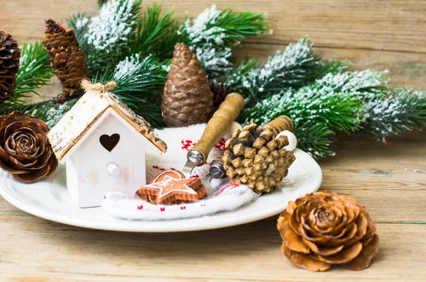 Weihnachtstisch gedeckt — Stockfoto