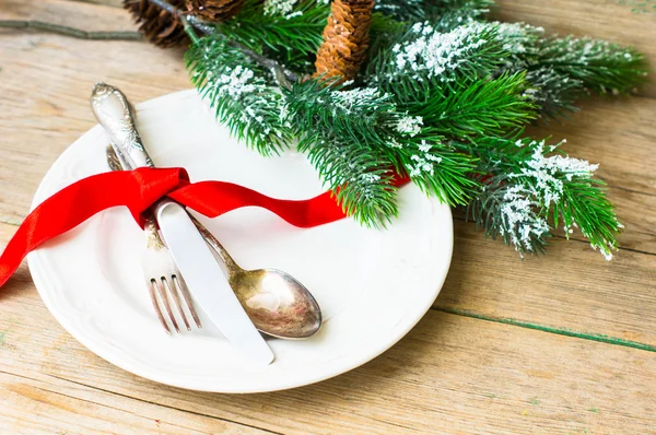 Christmas time table setting — Stock Photo, Image