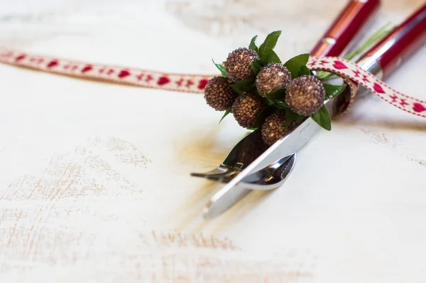 Christmas time table setting — Stock Photo, Image